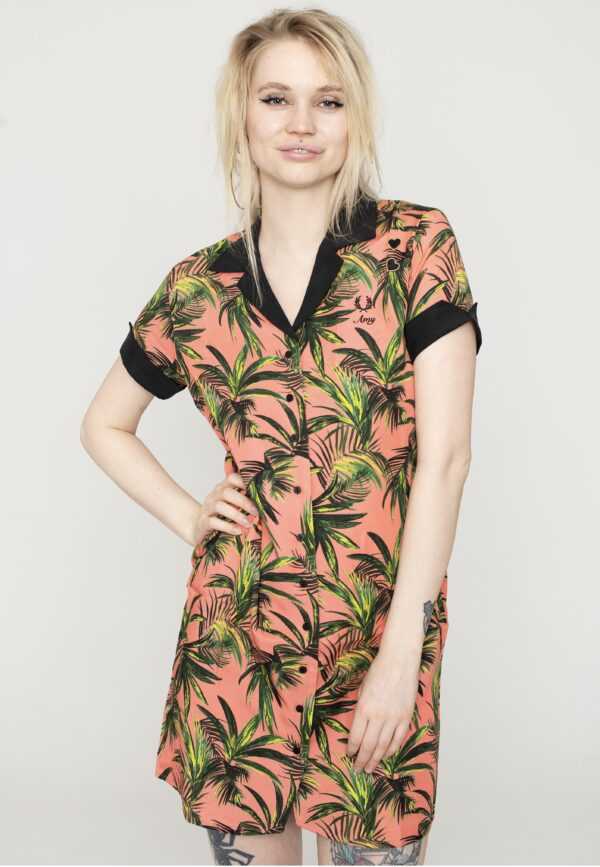 Fred Perry x Amy Winehouse - Palm Print Shirt Coral Heat - Kleid