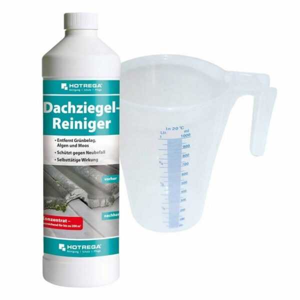 HOTREGA® Dachziegel Reiniger Konzentrat 1L SET + Messbecher 1L Reinigungskonzentrat