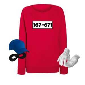 Jimmys Textilfactory Kostüm Sweatshirt Panzerknacker Kostüm-Set Karneval Verkleidung Damen XS-2XL, Shirt+Cap+Maske+Handschuhe