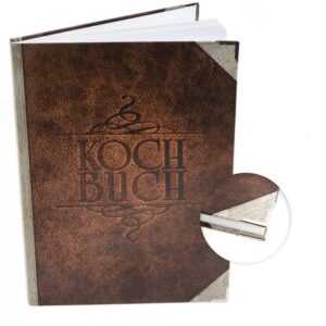 Logbuch-Verlag Notizbuch Rezeptbuch leer Lederoptik DIN A4 mit Metallecken