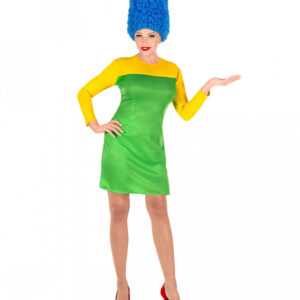 Marge Comic Damen Kostüm mit Perücke für Karneval M