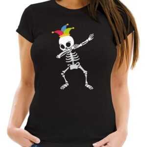 MoonWorks Print-Shirt Damen T-Fasching Karneval Dabbing Skelett Kostüm Verkleidung Faschings mit Print