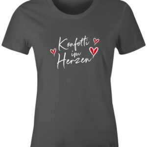 MoonWorks Print-Shirt Damen T-Shirt Fasching Karneval Spruch Konfetti Herz Kostüm-Ersatz Ver mit Print