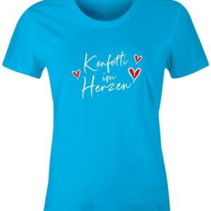 MoonWorks Print-Shirt Damen T-Shirt Fasching Karneval Spruch Konfetti Herz Kostüm-Ersatz Ver mit Print