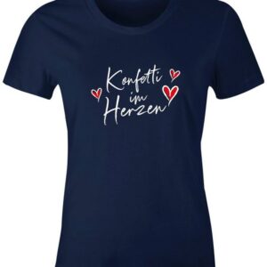 MoonWorks Print-Shirt Damen T-Shirt Fasching Karneval Spruch Konfetti Herz Kostüm-Ersatz Ver mit Print