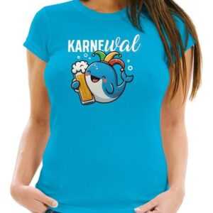 MoonWorks Print-Shirt Damen T-Shirt Fasching Karneval Wal Bier Kostüm-Ersatz Verkleidung Las mit Print