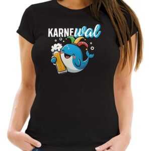 MoonWorks Print-Shirt Damen T-Shirt Fasching Karneval Wal Bier Kostüm-Ersatz Verkleidung Las mit Print