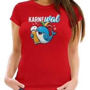 MoonWorks Print-Shirt Damen T-Shirt Fasching Karneval Wal Bier Kostüm-Ersatz Verkleidung Las mit Print