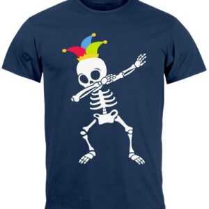 MoonWorks Print-Shirt Herren T-Shirt Fasching Karneval Dabbing Skelett Kostüm Verkleidung Fa mit Print