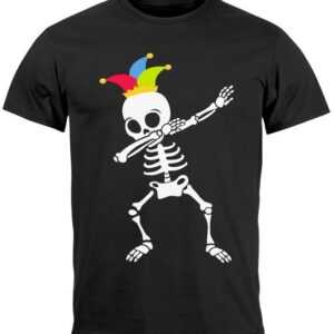 MoonWorks Print-Shirt Herren T-Shirt Fasching Karneval Dabbing Skelett Kostüm Verkleidung Fa mit Print