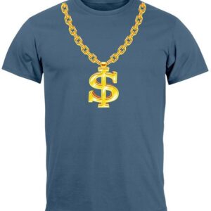 MoonWorks Print-Shirt Herren T-Shirt Fasching Karneval Dollarkette Rapper Gangster Kostüm Ve mit Print