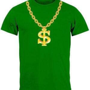 MoonWorks Print-Shirt Herren T-Shirt Fasching Karneval Dollarkette Rapper Gangster Kostüm Ve mit Print