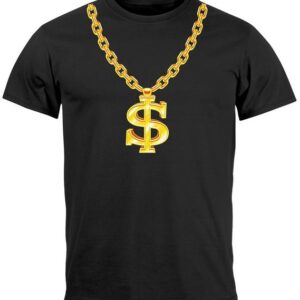 MoonWorks Print-Shirt Herren T-Shirt Fasching Karneval Dollarkette Rapper Gangster Kostüm Ve mit Print