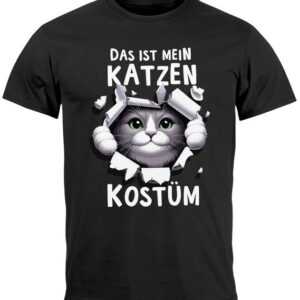 MoonWorks Print-Shirt Herren T-Shirt Fasching Karneval Katze Kostüm-Ersatz Verkleidung Last mit Print