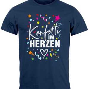 MoonWorks Print-Shirt Herren T-Shirt Fasching Karneval Konfetti im Herzen Kostüm-Ersatz Verk mit Print