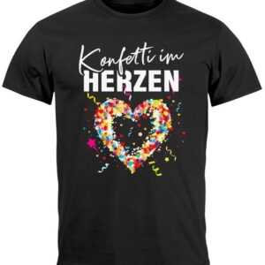 MoonWorks Print-Shirt Herren T-Shirt Fasching Karneval Konfetti im Herzen Kostüm-Ersatz Verk mit Print