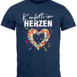 MoonWorks Print-Shirt Herren T-Shirt Fasching Karneval Konfetti im Herzen Kostüm-Ersatz Verk mit Print