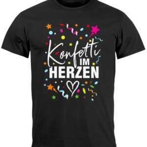 MoonWorks Print-Shirt Herren T-Shirt Fasching Karneval Konfetti im Herzen Kostüm-Ersatz Verk mit Print