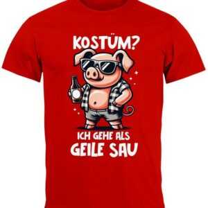 MoonWorks Print-Shirt Herren T-Shirt Fasching Karneval Kostüm-Ersatz Verkleidung Last Minute mit Print