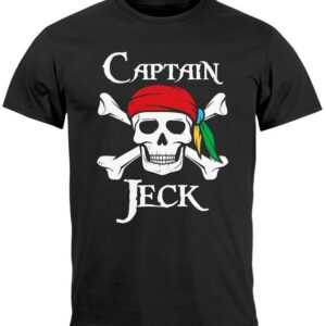 MoonWorks Print-Shirt Herren T-Shirt Fasching Karneval Pirat Captain Jeck Kostüm-Ersatz Verk mit Print