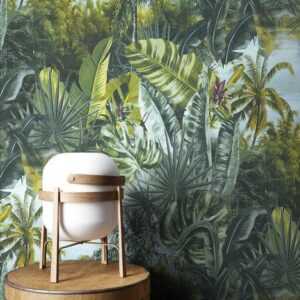 Newroom Vliestapete, Grün Tapete Tropisch Dschungel - Dschungeltapete Wildnis Blau Floral Modern Palmen Wald für Wohnzimmer Schlafzimmer Flur