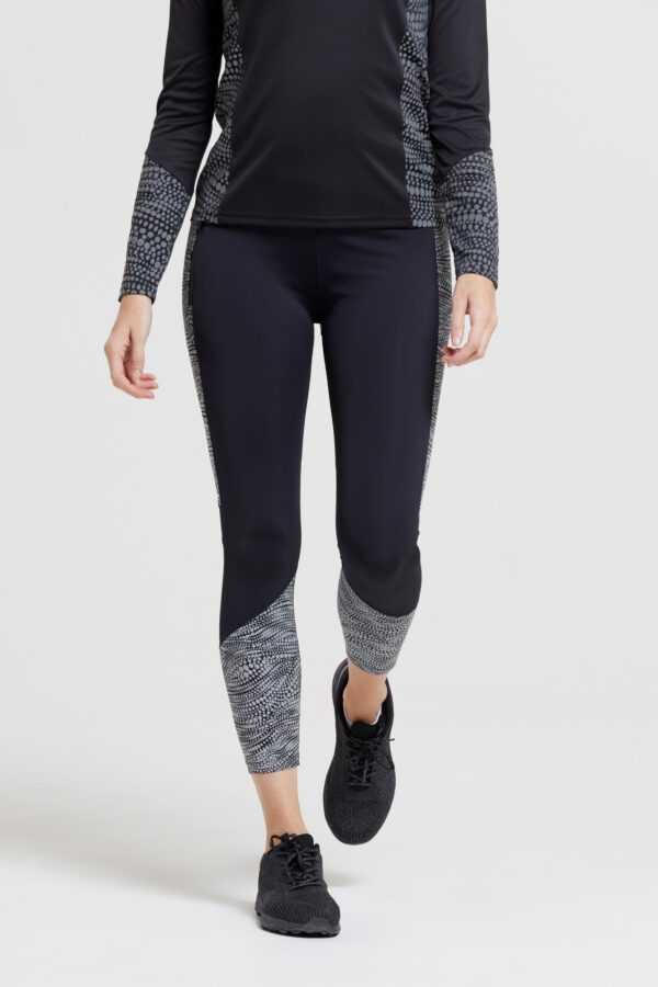 Pro Running Reflektierende 7/8 Damen-Leggings - Schwarz