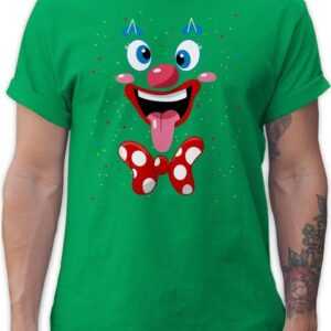 Shirtracer T-Shirt Clown Gesicht Kostüm Karneval Clownkostüm Lustig Fasching Karneval & Fasching