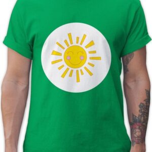 Shirtracer T-Shirt Glücksbär Lachende Sonne Sonnenschein Geschenk Sun Karneval & Fasching