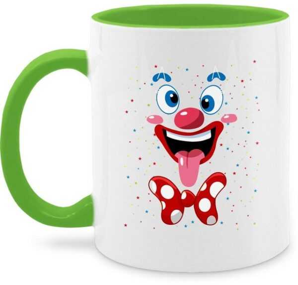 Shirtracer Tasse Clown Gesicht Kostüm Karneval Clownkostüm Lustig Fasching, Keramik, Karneval und Fasching Deko