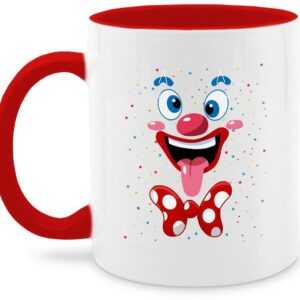 Shirtracer Tasse Clown Gesicht Kostüm Karneval Clownkostüm Lustig Fasching, Keramik, Karneval und Fasching Deko