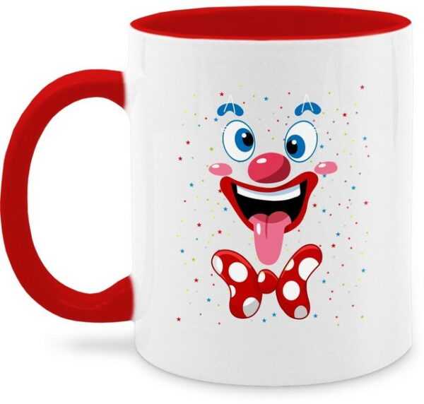 Shirtracer Tasse Clown Gesicht Kostüm Karneval Clownkostüm Lustig Fasching, Keramik, Karneval und Fasching Deko