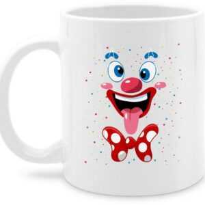 Shirtracer Tasse Clown Gesicht Kostüm Karneval Clownkostüm Lustig Fasching, Keramik, Karneval und Fasching Deko