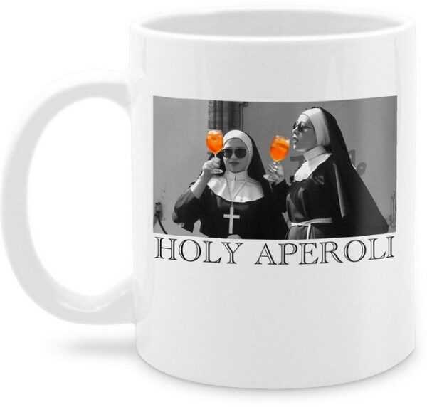 Shirtracer Tasse Holy Aperol Holy Aperoli Holy Spritz Mädelsabend Ladies Night, Keramik, Karneval und Fasching Deko