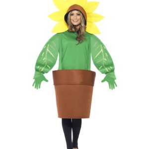 Sonnenblumen Kostüm mit Topf Witzige Verkleidung für Karneval