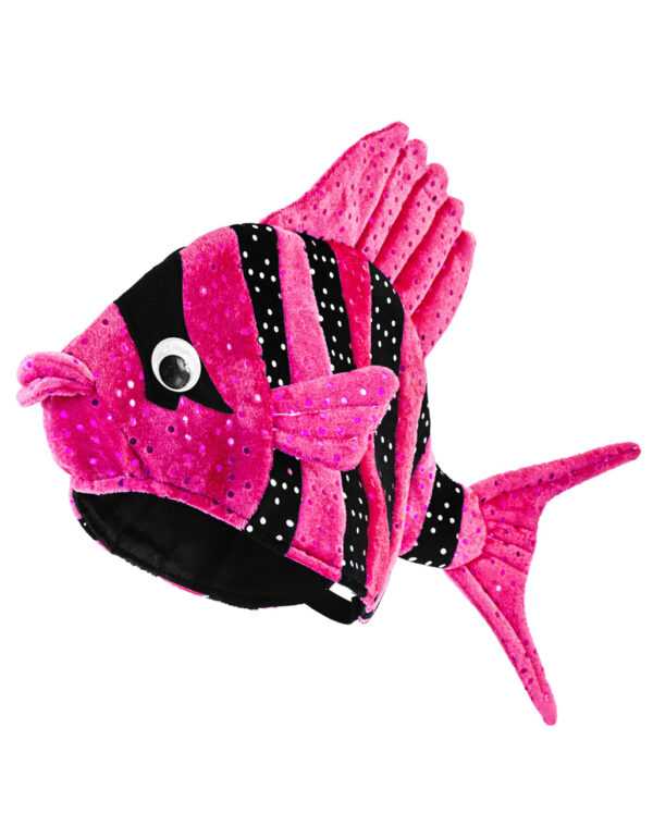 Tropischer Fischhut Pink für Karneval