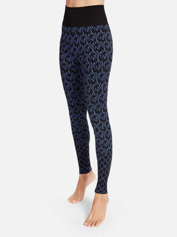 Wolford - Aurora Monogram Leggings, Frau, egytian blue/black, Größe: L