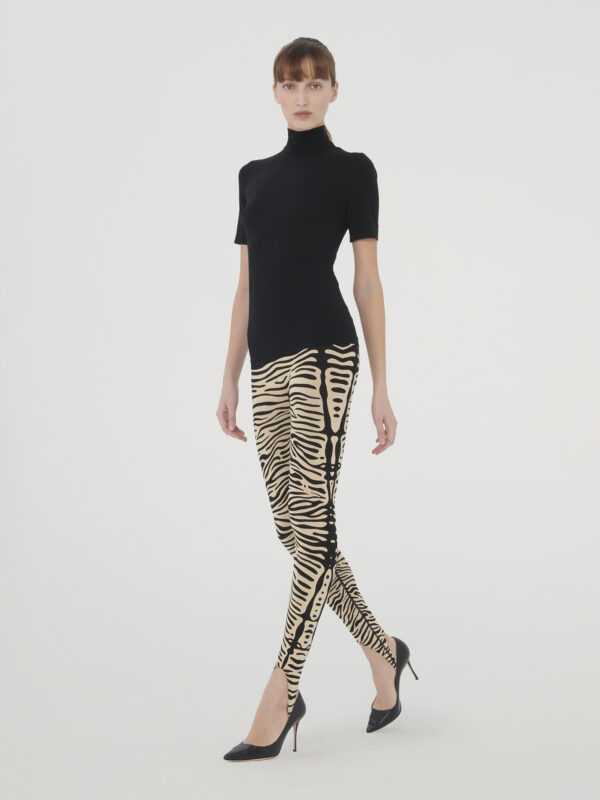 Wolford - Aurora Zebra Leggings, Frau, stormy sand/black, Größe: L