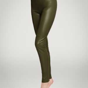 Wolford - Estella Leggings - Kunstleder, Frau, dark earth green, Größe: 34