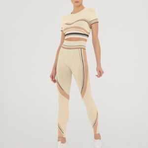 Wolford - Shaping Stripes Leggings, Frau, moon shell/copper/black, Größe: XS