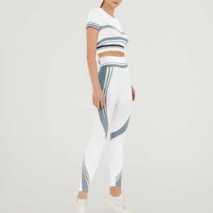 Wolford - Shaping Stripes Leggings, Frau, white/blue lurex/black, Größe: S