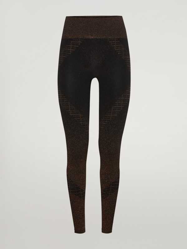 Wolford - Shiny Grid Leggings, Frau, black/copper, Größe: L