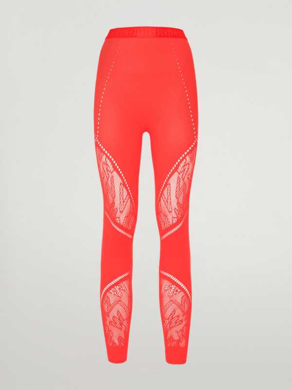 Wolford - Sporty Logo Net Leggings, Frau, hibiscus, Größe: M