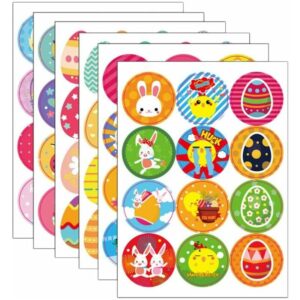 24 Bögen Osteraufkleber Hasenei Küken Selbstklebende Aufkleber Runde Etiketten Abziehbilder für Ostern Party Geschenkbox Verpackung Dekor - Minkurow