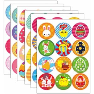 36 Blätter Ostern Thema Aufkleber Hase Ei Küken Selbstklebende Aufkleber Runde Etiketten Abziehbilder für Ostern Party Geschenkbox Verpackung Dekor