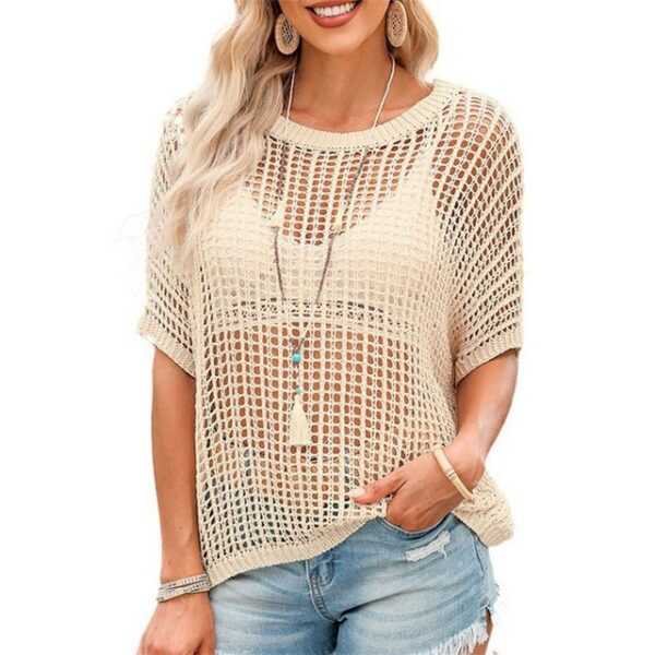 AFAZ New Trading UG 2-in-1-Shirt Damen Netzoberteil Sommertop Fasching Karneval Partytop in versch (Damen Ausschnitt Lässige Elegant Fahion Oberteile Hemd Bluse) Damen Mesh Oberteile Transparentes Durchsichtige Tops Sexy Bluse