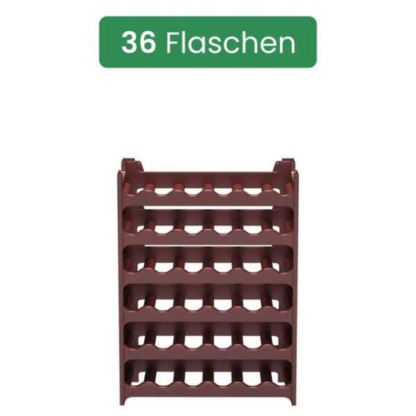 ARTECSIS Weinregal stapelbar I Flaschenregal aus Kunststoff I Braun, 6-tlg., für 36 Flaschen