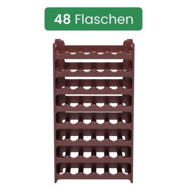 ARTECSIS Weinregal stapelbar I Flaschenregal aus Kunststoff I Braun, 8-tlg., für 48 Flaschen