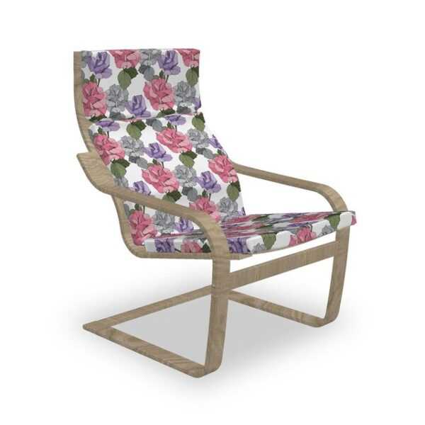 Abakuhaus Stuhlkissen Sitzkissen mit Stuhlkissen mit Hakenschlaufe und Reißverschluss, Blumen Rosen in rosa und lila