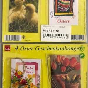 BSB Grußkarten Ostern - Geschenkanhänger - Hase 4 Motive sortiert - mit Applikation