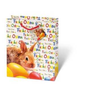 BSB Grußkarten Tasche medium Frohe Ostern - A5-Format - Hase mit Schriftzügen